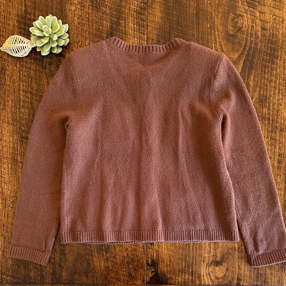 Talbots | Boucle Wool Blend Cardigan w/Patch Pocketd, Brown, Size LP, NWT - Picture 3 of 10